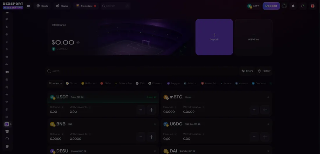 A self-custodial balance across 25+ networks — the same wallet holds your tokens